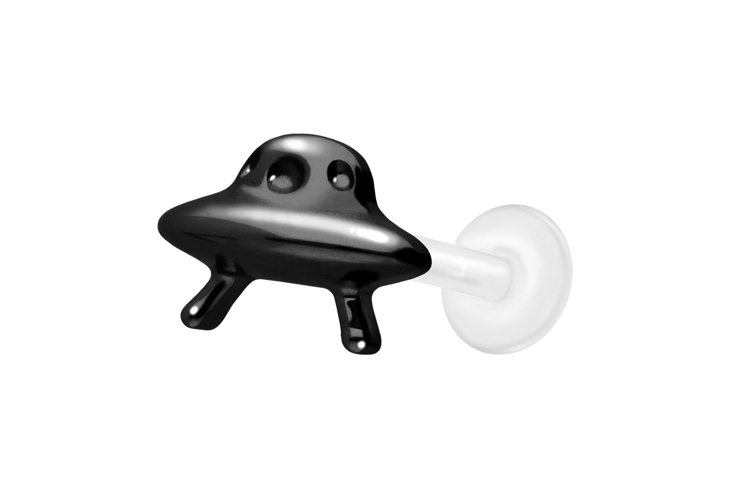 PTFE Labret Piercing mit Innengewinde + Titan-Aufsatz UFO